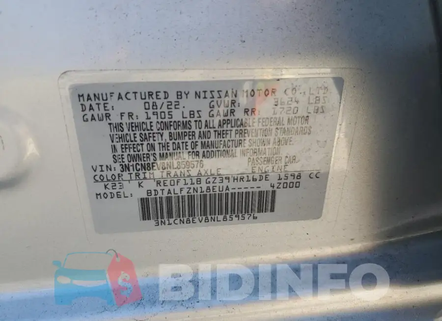 3N1CN8EV8NL859576 Photo# 12