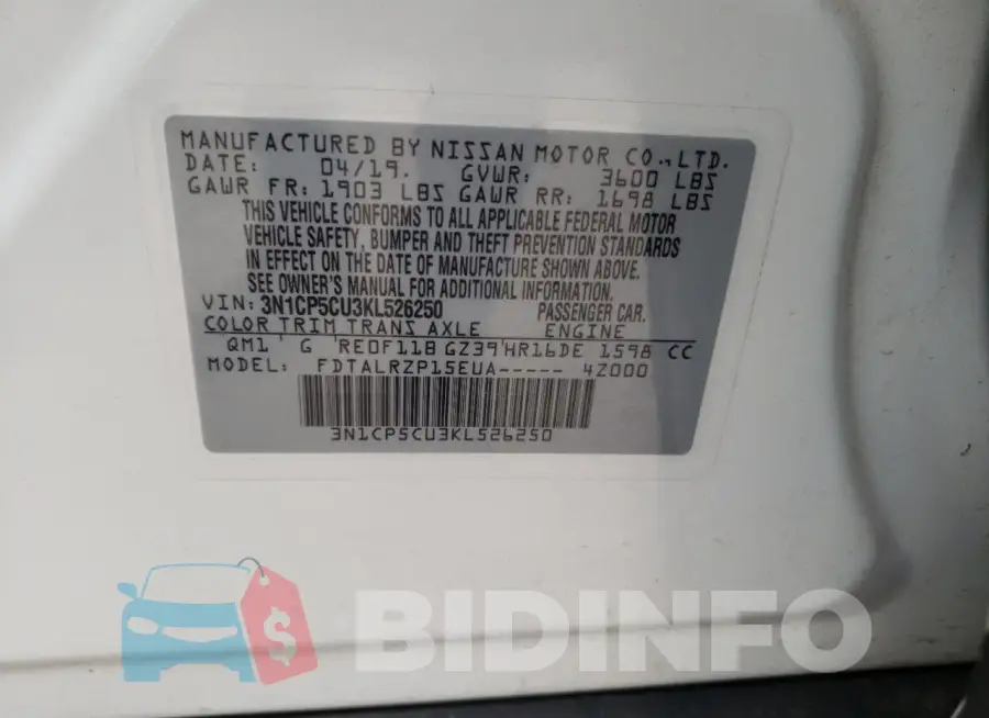 3N1CP5CU3KL526250 Photo# 12