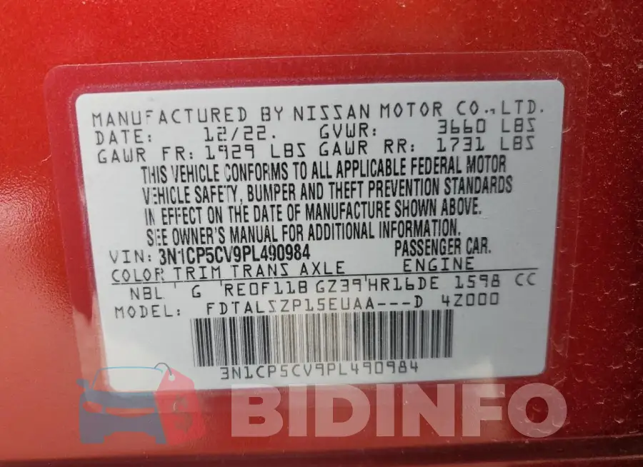 3N1CP5CV9PL490984 Photo# 14