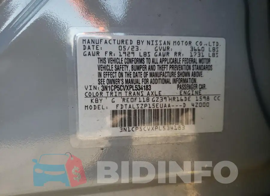 3N1CP5CVXPL534183 Photo# 12