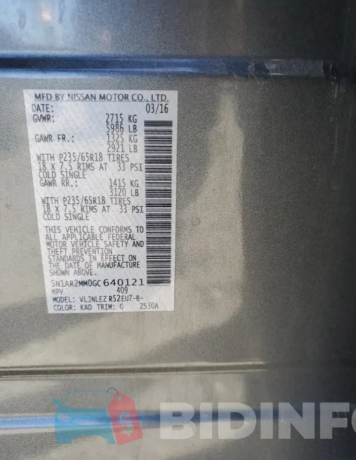 5N1AR2MM0GC640121 Photo# 13