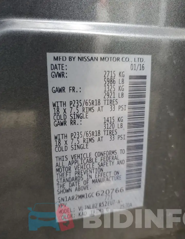 5N1AR2MM1GC620766 Photo# 12