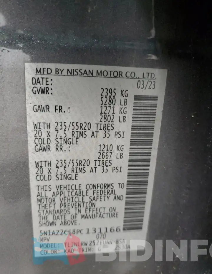 5N1AZ2CS8PC131166 Photo# 14
