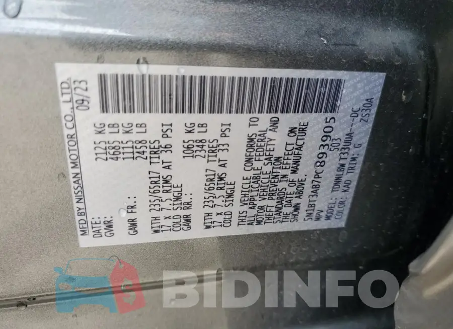 5N1BT3AB7PC893905 Photo# 14