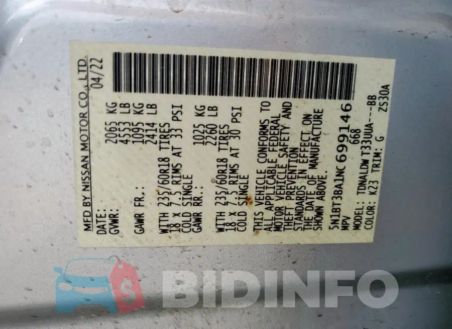 5N1BT3BA1NC699146 Photo# 13
