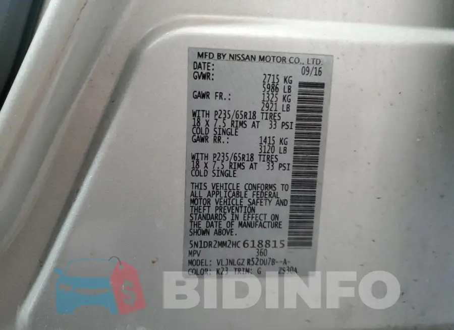 5N1DR2MM2HC618815 Photo# 13