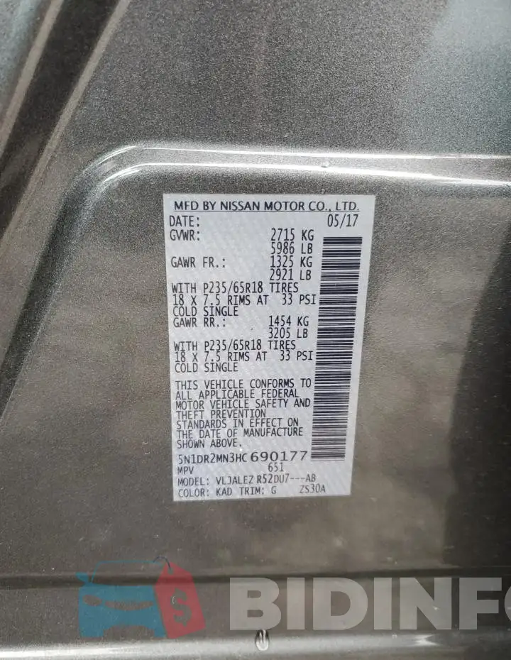 5N1DR2MN3HC690177 Photo# 13