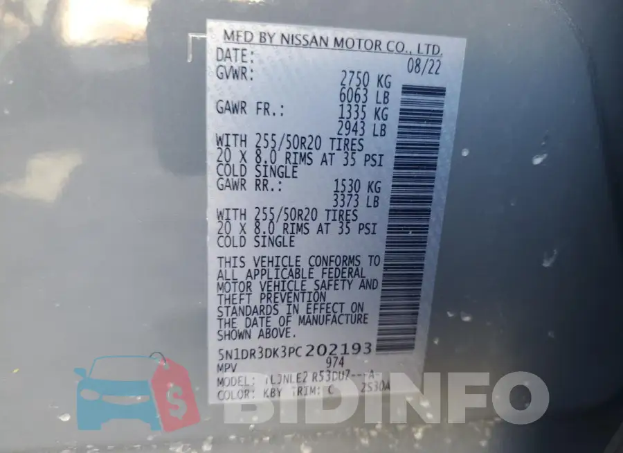 5N1DR3DK3PC202193 Photo# 13
