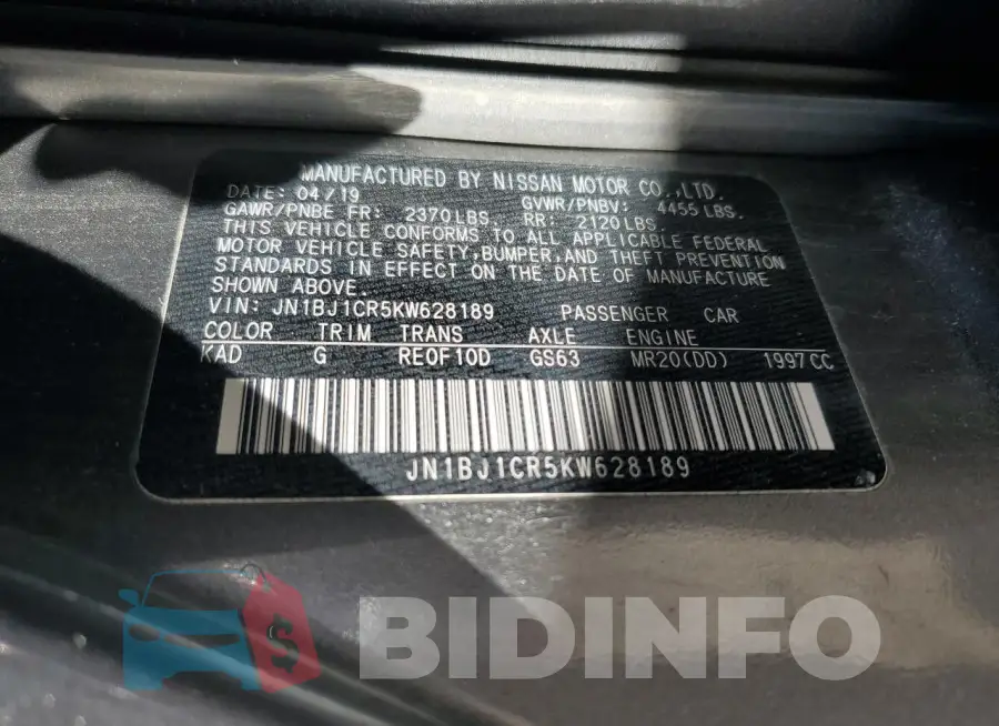 JN1BJ1CR5KW628189 Photo# 14