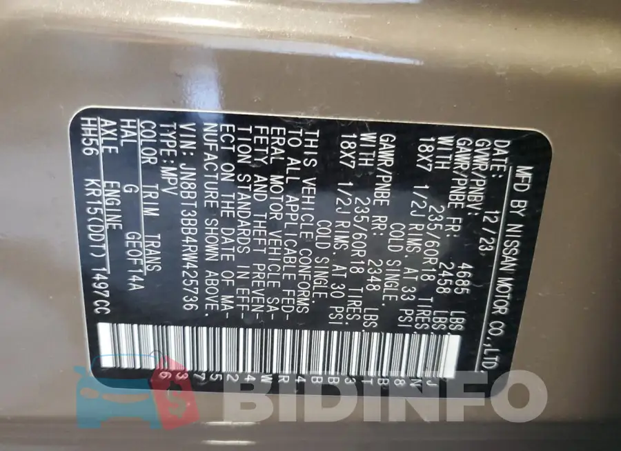 JN8BT3BB4RW425736 Photo# 14