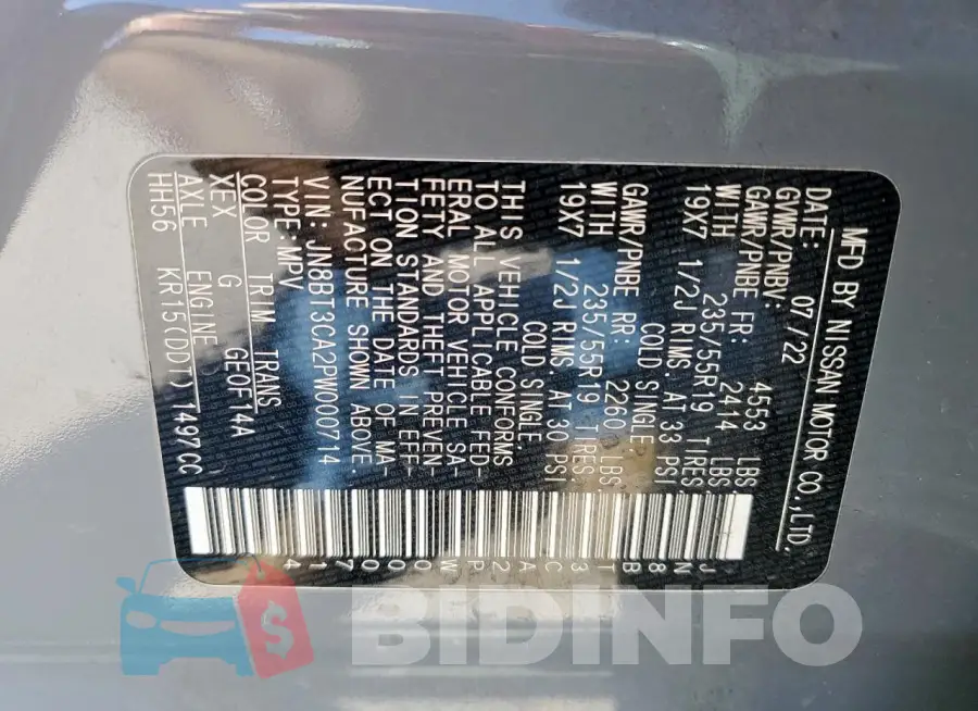 JN8BT3CA2PW000714 Photo# 13