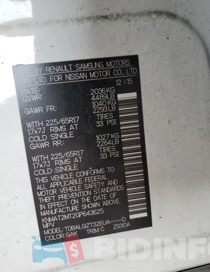 KNMAT2MT2GP643625 Photo# 12
