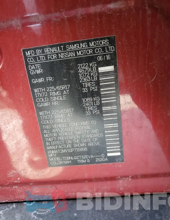 KNMAT2MV1GP715898 Photo# 13