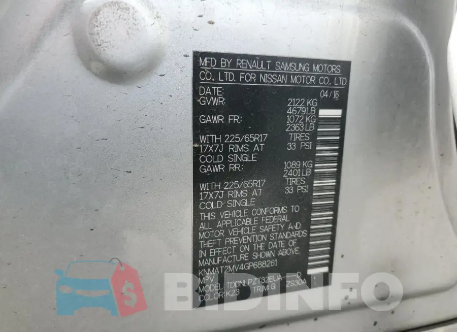 KNMAT2MV4GP688261 Photo# 13