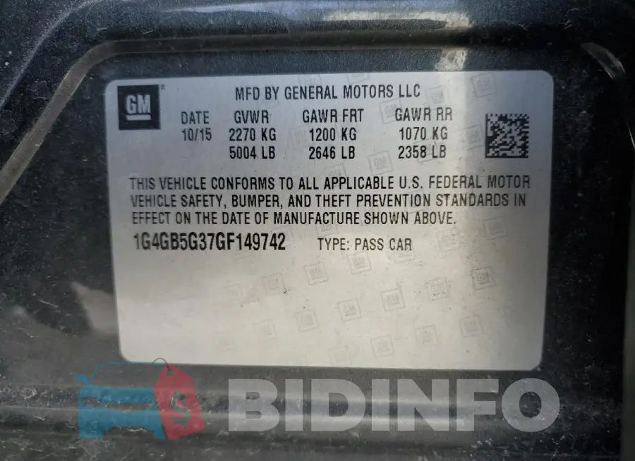1G4GB5G37GF149742 Photo# 12