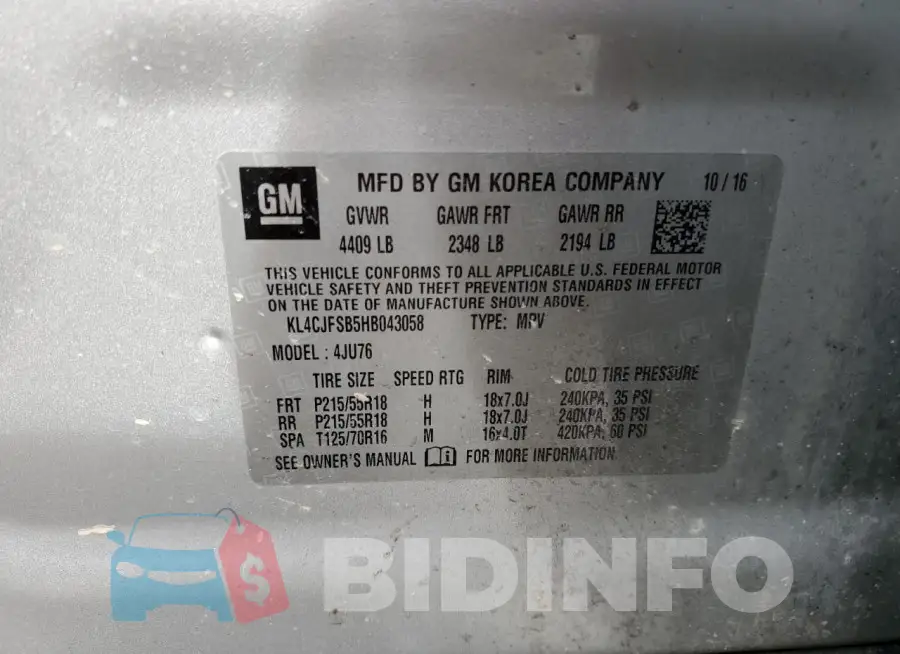 KL4CJFSB5HB043058 Photo# 13