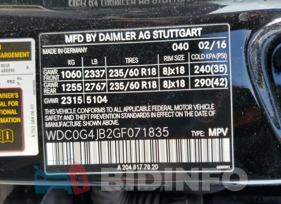 WDC0G4JB2GF071835 Photo# 12