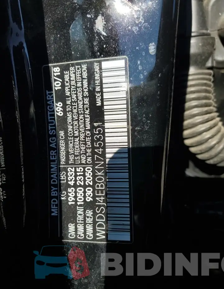 WDDSJ4EB0KN745351 Photo# 13