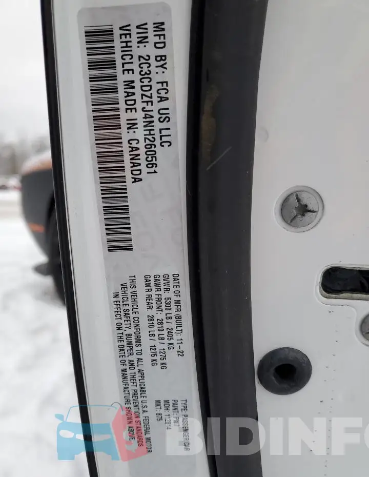 2C3CDZFJ4NH260561 Photo# 12