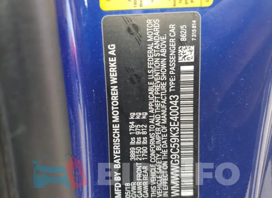 WMWWG9C59K3E40043 Photo# 12