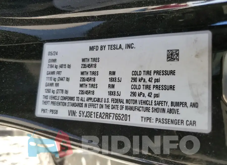 5YJ3E1EA2RF765201 Photo# 12