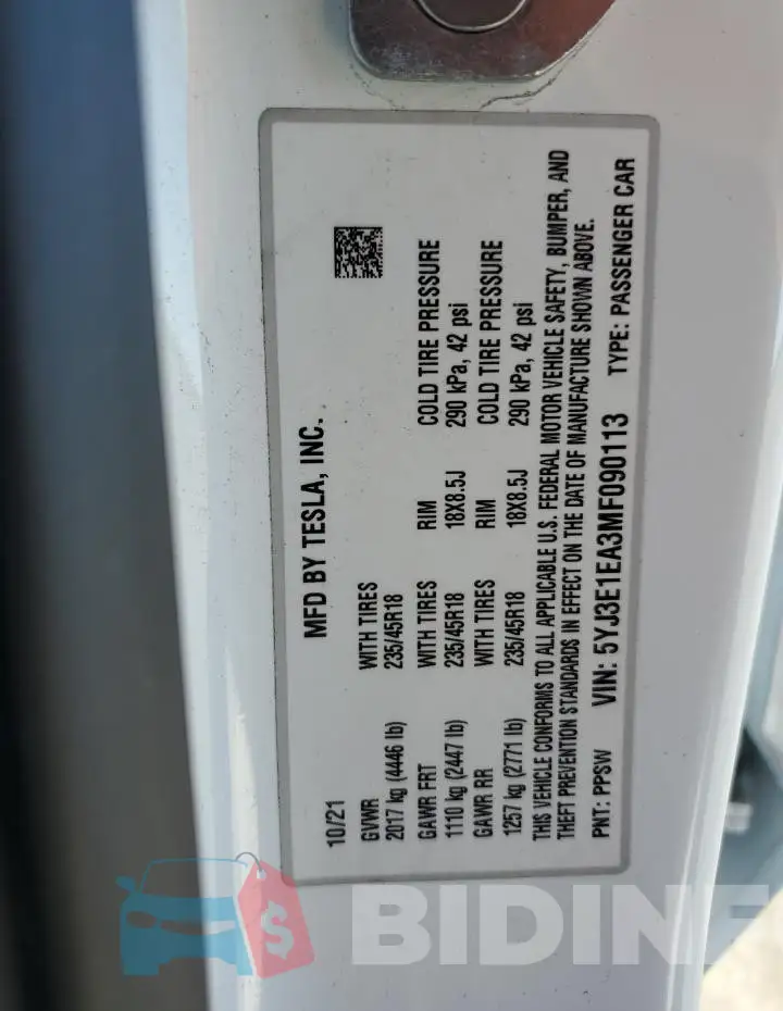 5YJ3E1EA3MF090113 Photo# 13