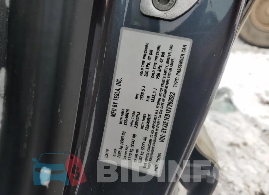 5YJ3E1EB1KF209623 Photo# 12