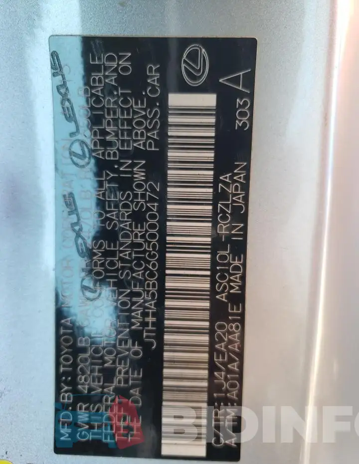 JTHHA5BC6G5000472 Photo# 12