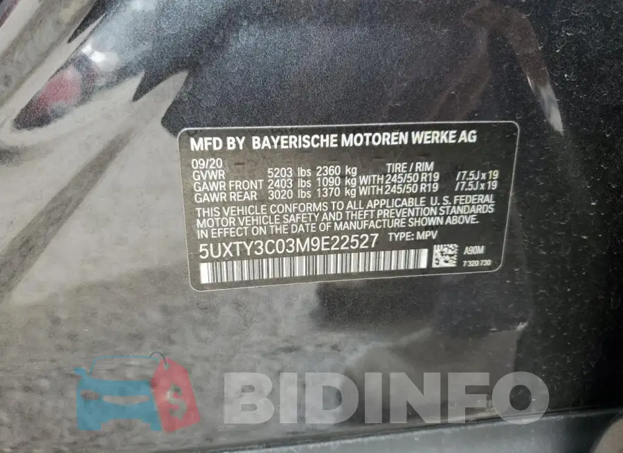 5UXTY3C03M9E22527 Photo# 13