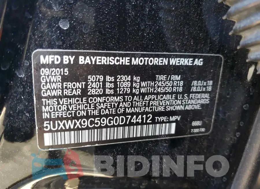 5UXWX9C59G0D74412 Photo# 13