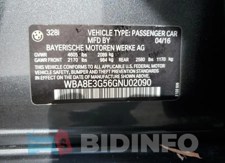 WBA8E3G56GNU02090 Photo# 12