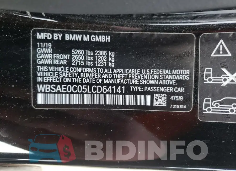 WBSAE0C05LCD64141 Photo# 12