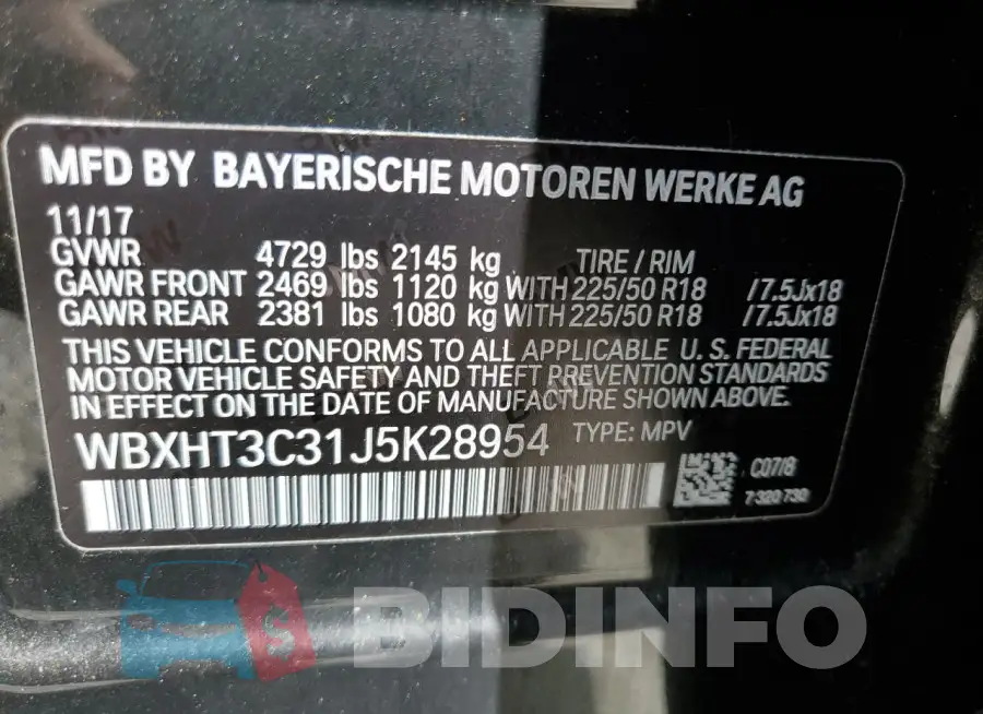WBXHT3C31J5K28954 Photo# 13