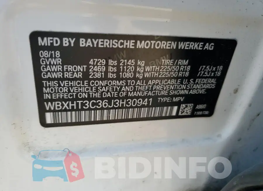 WBXHT3C36J3H30941 Photo# 13