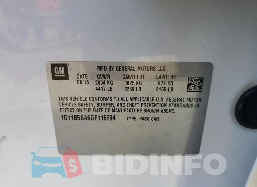1G11B5SA6GF116594 Photo# 12