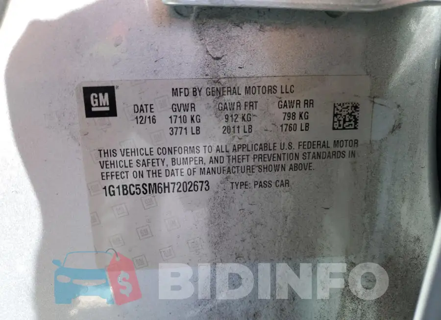 1G1BC5SM6H7202673 Photo# 13