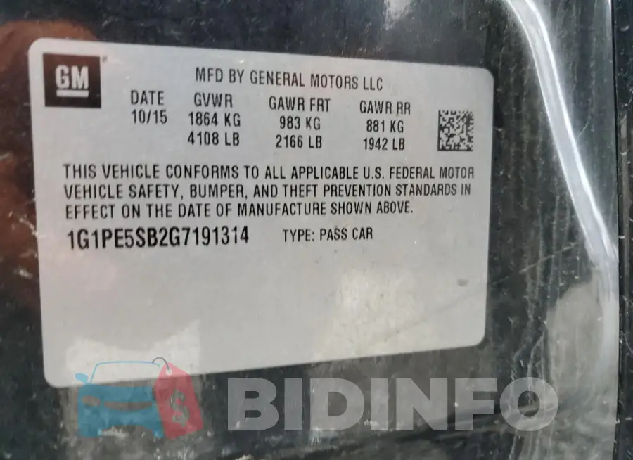 1G1PE5SB2G7191314 Photo# 12