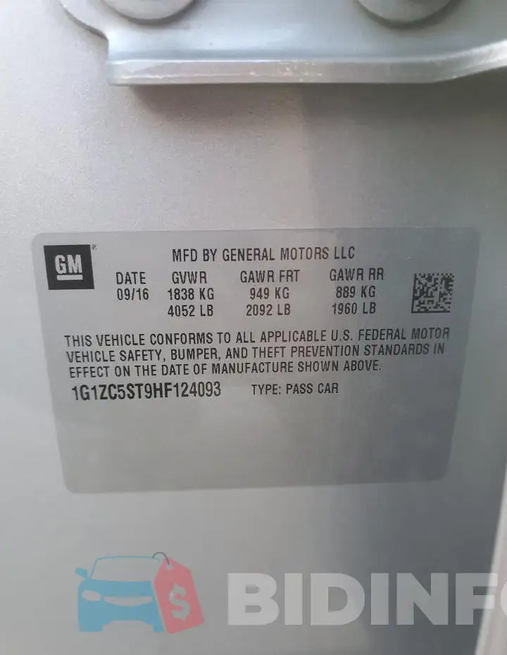 1G1ZC5ST9HF124093 Photo# 12