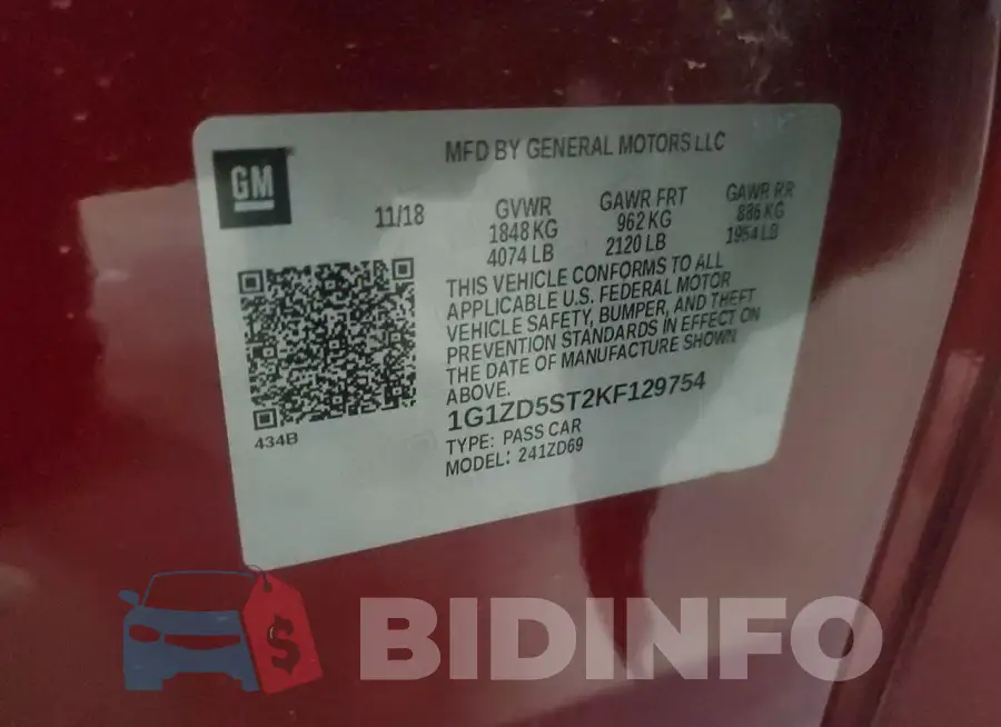 1G1ZD5ST2KF129754 Photo# 12
