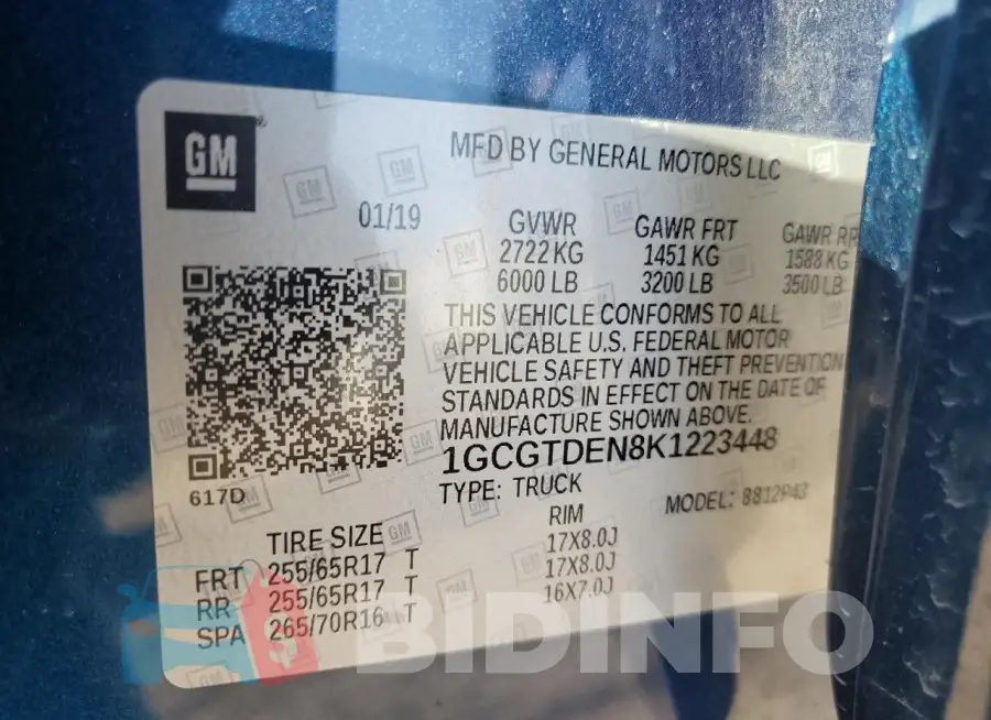 1GCGTDEN8K1223448 Photo# 12