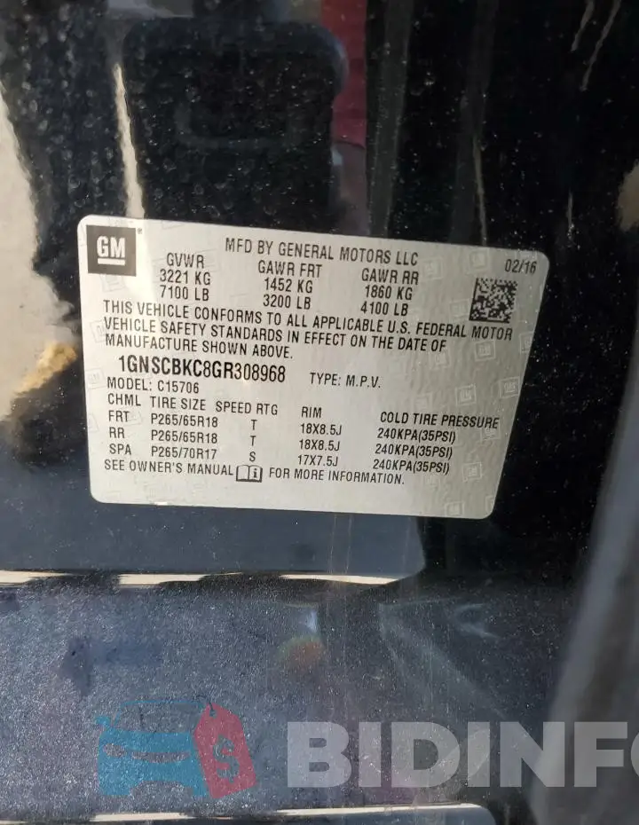 1GNSCBKC8GR308968 Photo# 13