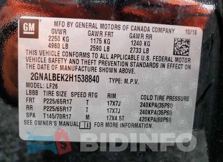 2GNALBEK2H1538840 Photo# 14