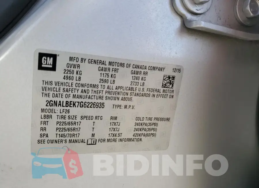 2GNALBEK7G6226935 Photo# 13