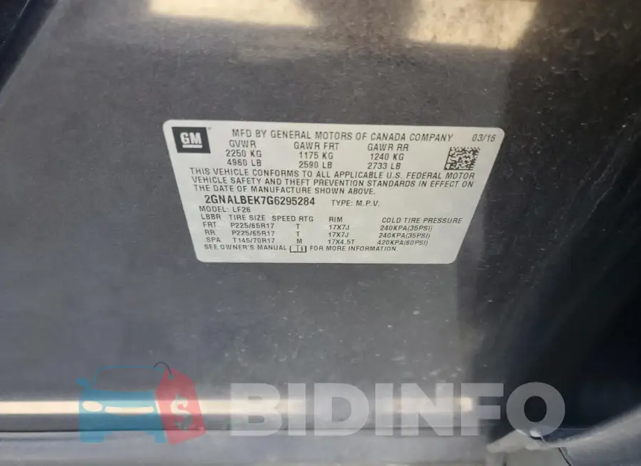 2GNALBEK7G6295284 Photo# 13