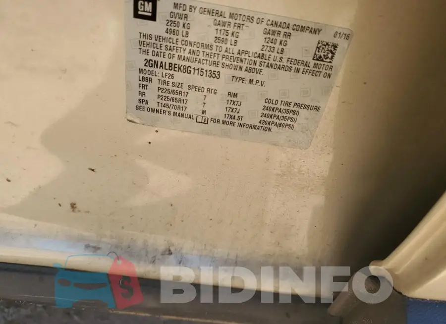 2GNALBEK8G1151353 Photo# 13