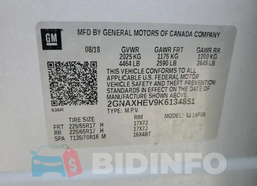 2GNAXHEV9K6134851 Photo# 13
