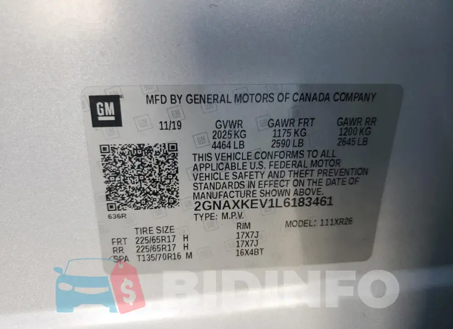 2GNAXKEV1L6183461 Photo# 13