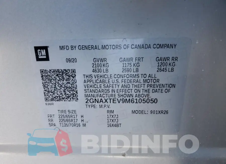 2GNAXTEV9M6105050 Photo# 13