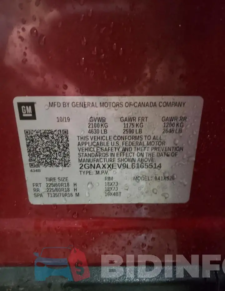 2GNAXXEV9L6165514 Photo# 12