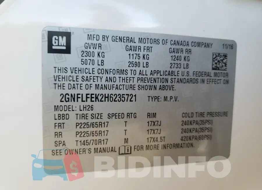 2GNFLFEK2H6235721 Photo# 13